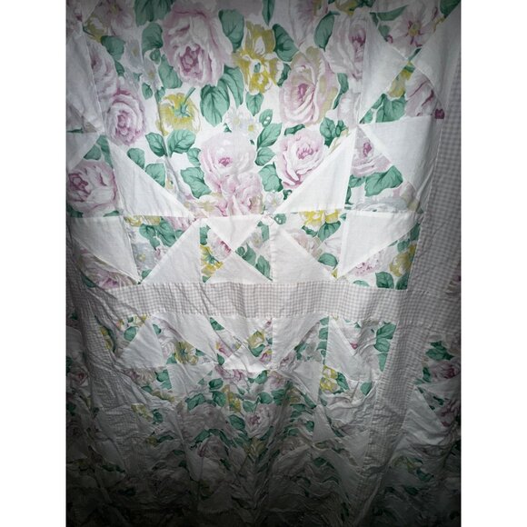 Vintage Floral Patchwork Shower Curtain Shabby Chic Country Cottage Farmhouse - Picture 7 of 8